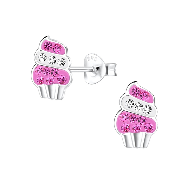 Wholesale Sterling Silver Cupcakes Ear Studs - JD10704