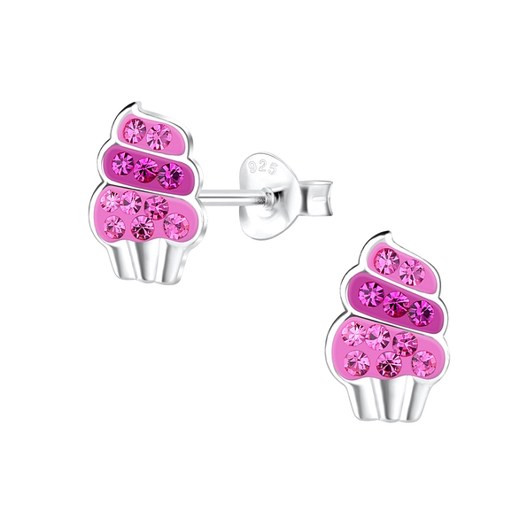 Wholesale Sterling Silver Cupcakes Ear Studs - JD10702