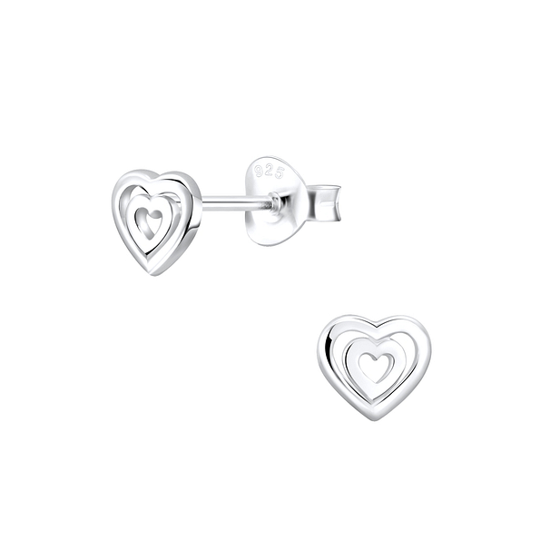 Wholesale Sterling Silver Heart Ear Studs - JD4527