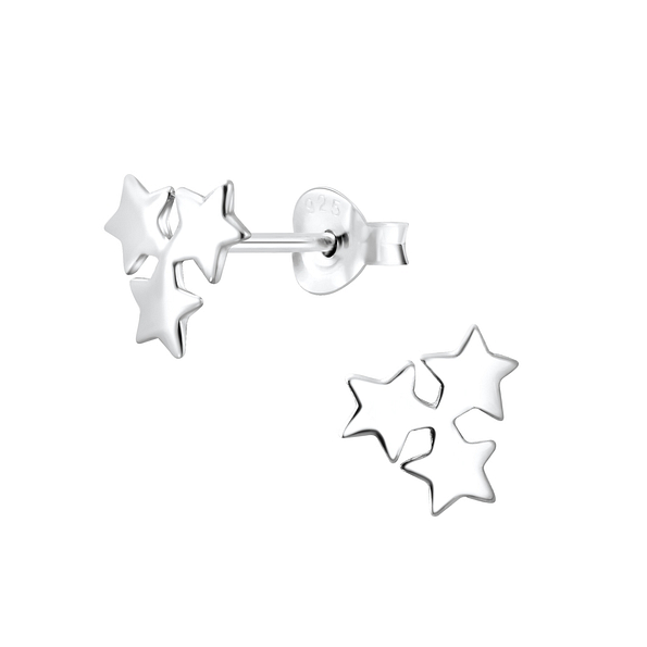 Wholesale Sterling Silver Triple Star Ear Studs - JD2904