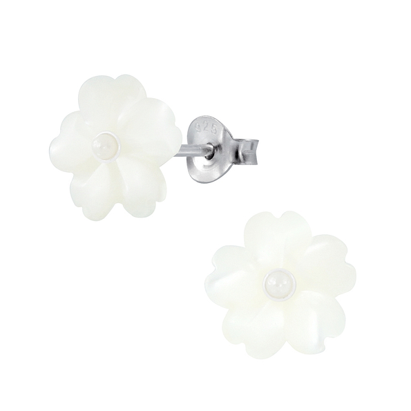 Wholesale Sterling Silver Shell Flower Ear Studs - JD2844