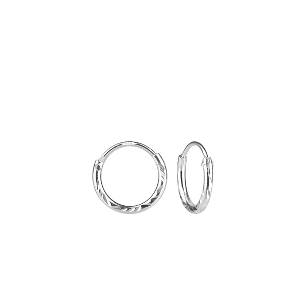 Wholesale 10mm Sterling Silver Diamond Cut Ear Hoops - JD6135