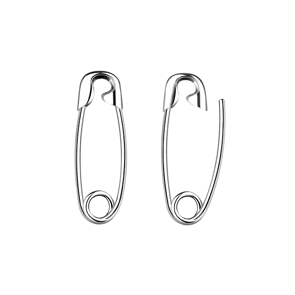 Wholesale Sterling Silver Safety Pin Ear Hoops - JD10564