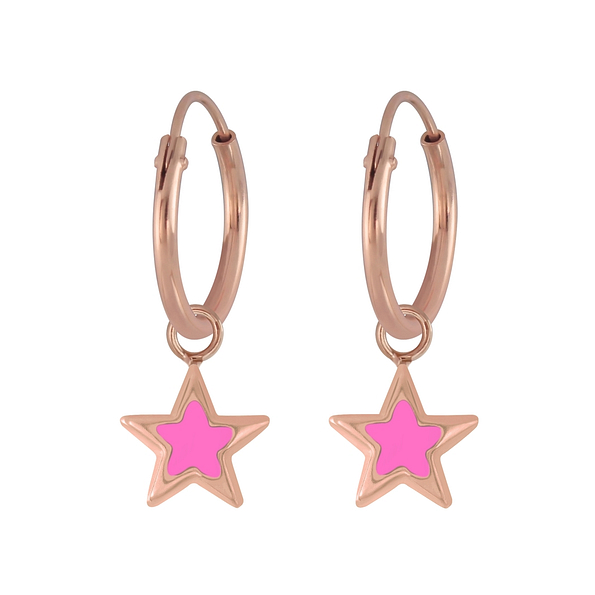 Wholesale Sterling Silver Star Charm Ear Hoops - JD5900