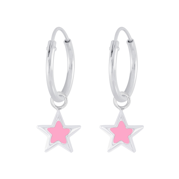 Wholesale Sterling Silver Star Charm Ear Hoops - JD5896