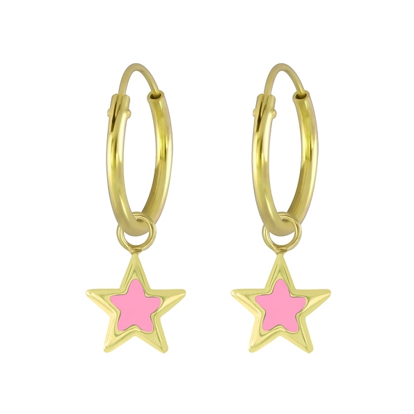 Wholesale Sterling Silver Star Charm Ear Hoops - JD5895