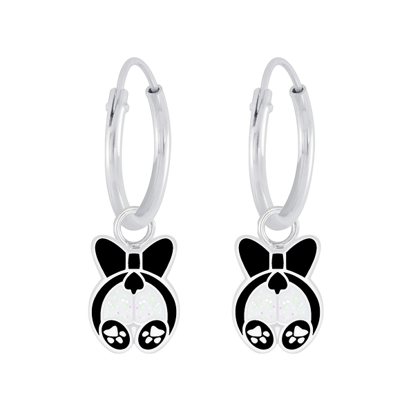 Wholesale Sterling Silver Dog Charm Ear Hoops - JD5919