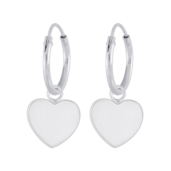 Wholesale Sterling Silver Heart Charm Ear Hoops - JD4962