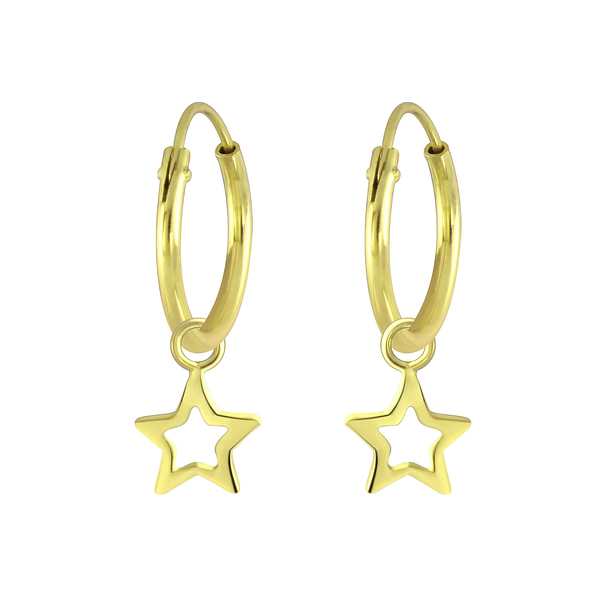 Wholesale Sterling Silver Star Charm Ear Hoops - JD4737