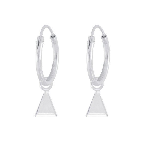 Wholesale Sterling Silver Triangle Charm Ear Hoops - JD4757
