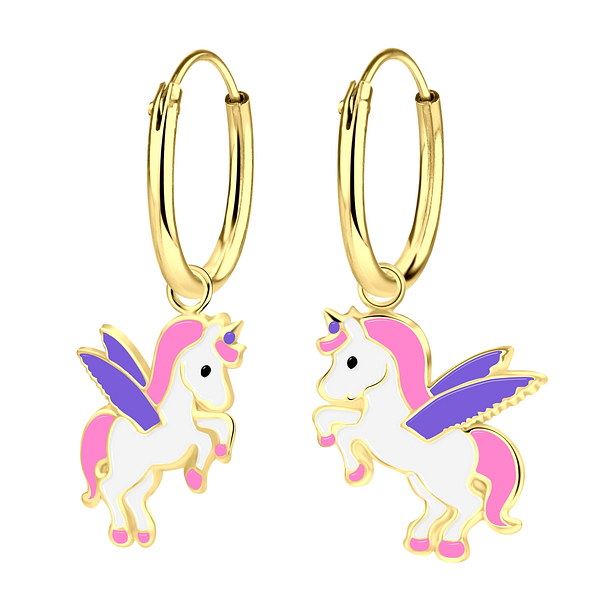 Wholesale Sterling Silver Unicorn Charm Ear Hoops - JD4265