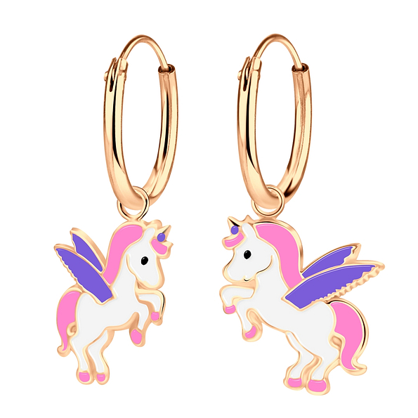 Wholesale Sterling Silver Unicorn Charm Ear Hoops - JD4263