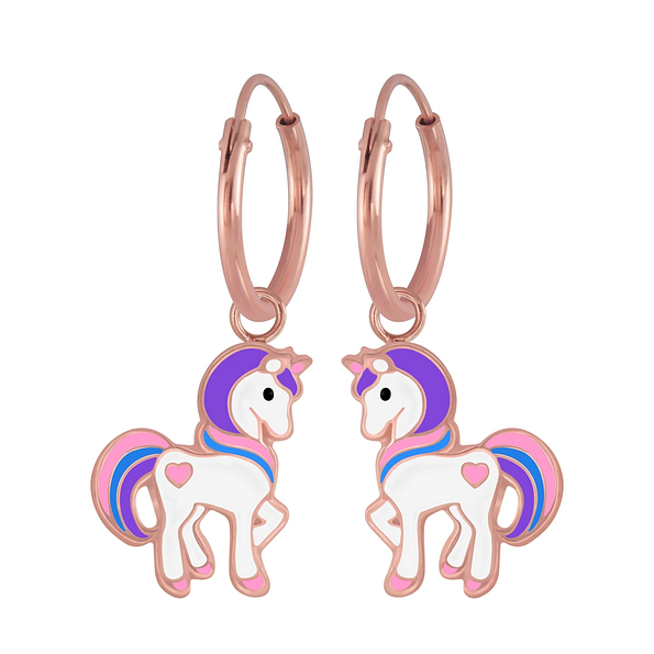 Wholesale Sterling Silver Unicorn Charm Ear Hoops - JD5097