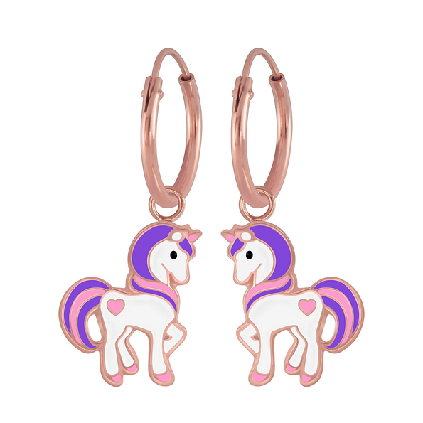 Wholesale Sterling Silver Unicorn Charm Ear Hoops - JD5098