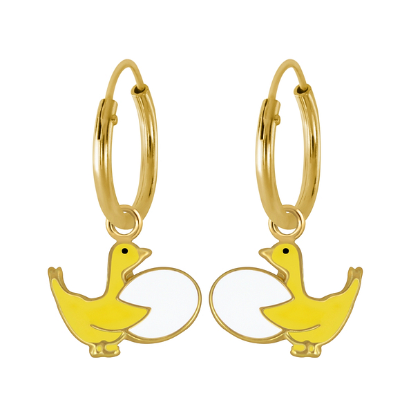 Wholesale Sterling Silver Goose Charm Ear Hoops - JD2571