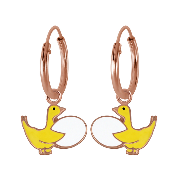 Wholesale Sterling Silver Goose Charm Ear Hoops - JD2572