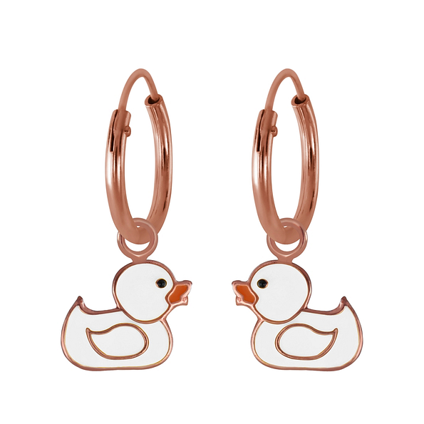 Wholesale Sterling Silver Duck Charm Ear Hoops - JD2723