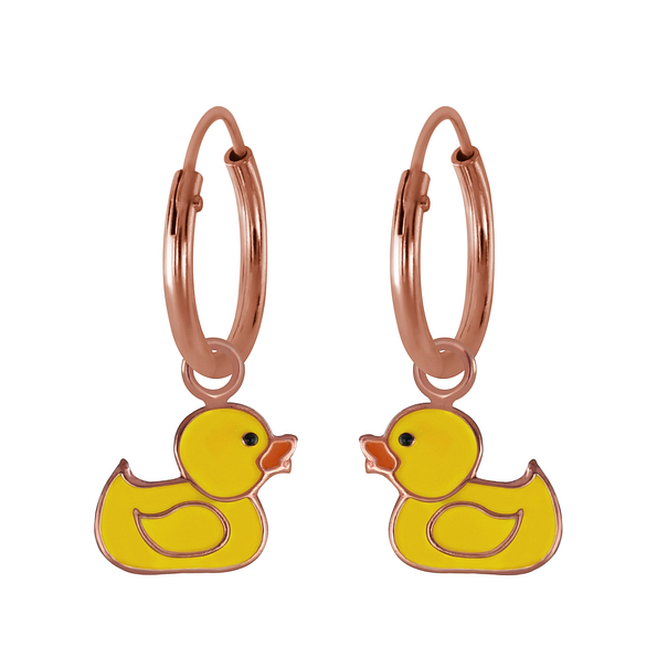 Wholesale Sterling Silver Duck Charm Ear Hoops - JD2713