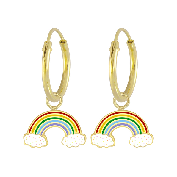 Wholesale Sterling Silver Rainbow Charm Ear Hoops - JD4260