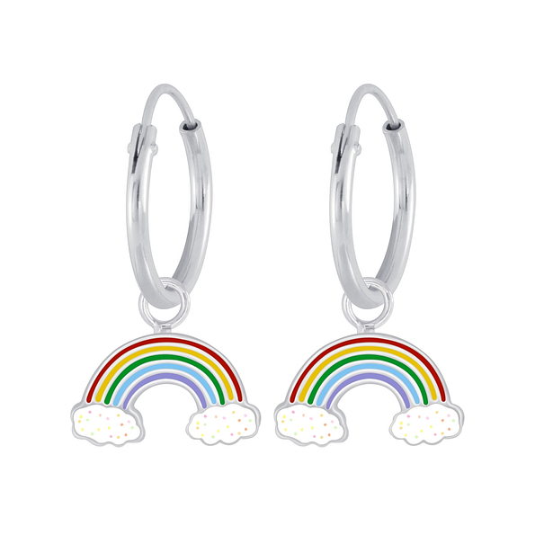 Wholesale Sterling Silver Rainbow Charm Ear Hoops - JD4261