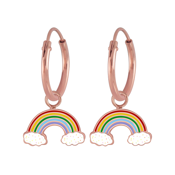 Wholesale Sterling Silver Rainbow Charm Ear Hoops - JD4259
