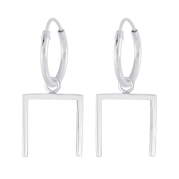 Wholesale Sterling Silver Geometric Hoop Earrings - JD4743