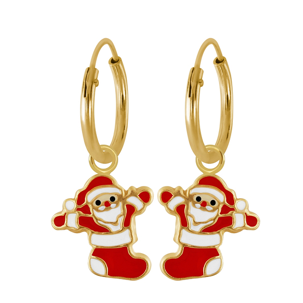 Wholesale Sterling Silver Santa Charm Ear Hoops - JD2705