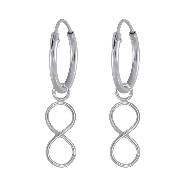 Wholesale Sterling Silver Infinity Charm Ear Hoops - JD3900