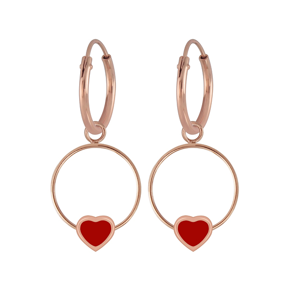 Wholesale Sterling Silver Heart Wire Charm Ear Hoops - JD5843