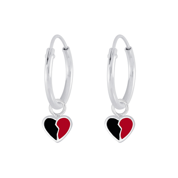 Wholesale Sterling Silver Heart Charm Ear Hoops - JD4382