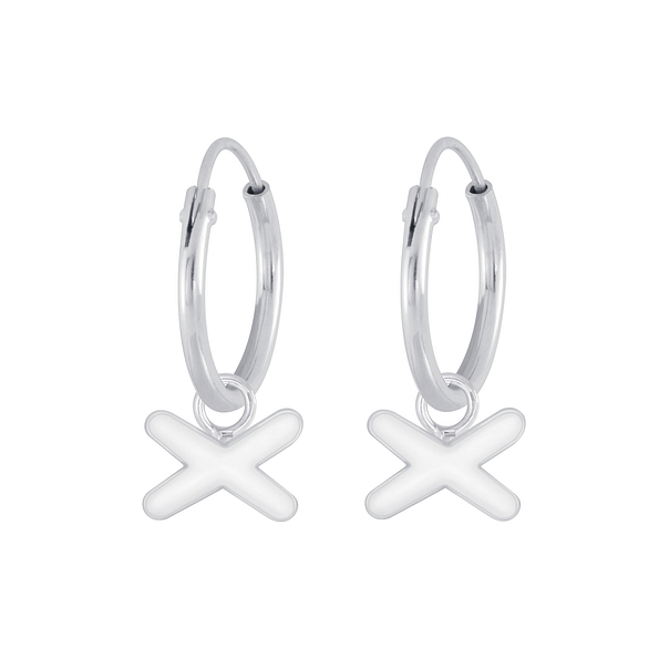 Wholesale Sterling Silver Cross Charm Ear Hoops - JD4731