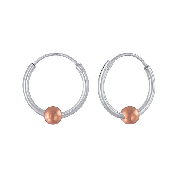 Wholesale Sterling Silver Ball Ear Hoops - JD2610 Wholesale Sterling Silver Ball Ear Hoops - JD2610