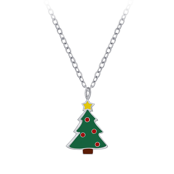Wholesale Sterling Silver Christmas Tree Necklace - JD3565