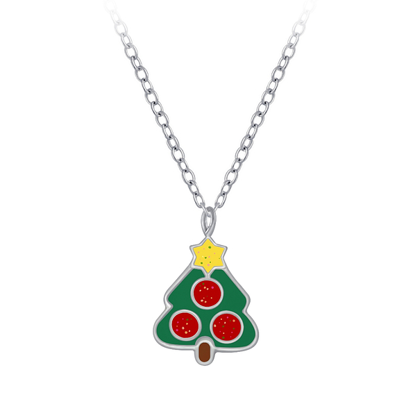 Wholesale Sterling Silver Christmas Tree Necklace - JD3567