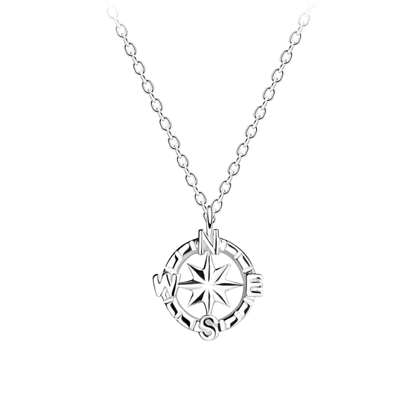 Wholesale Sterling Silver Compass Necklace - JD10620