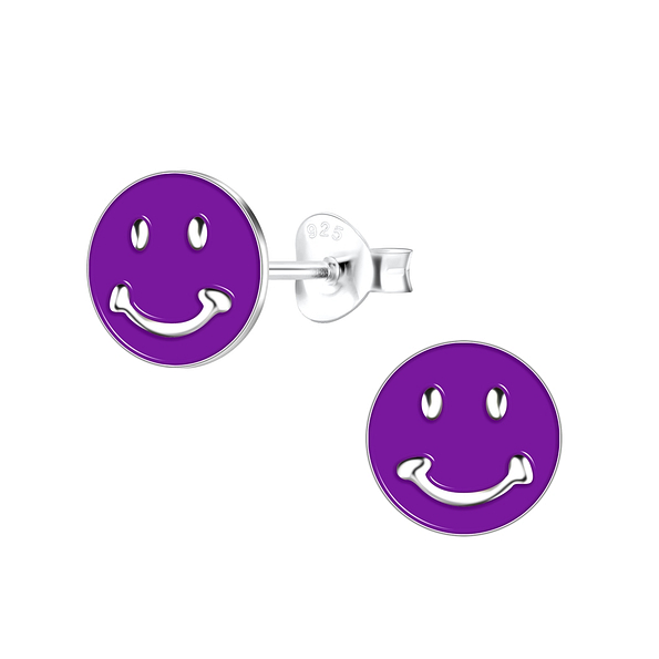 Wholesale Sterling Silver Smiley Face Ear Studs - JD10845