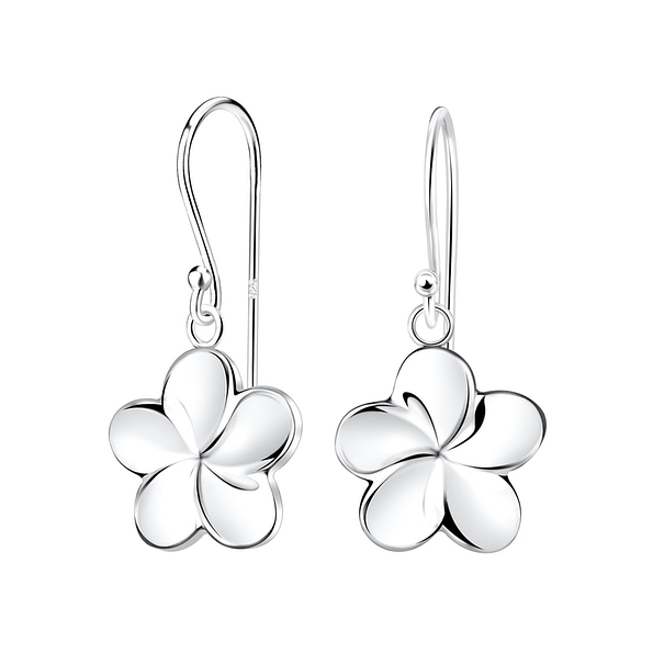 Wholesale Sterling Silver Plumeria Flower Earrings - JD11671