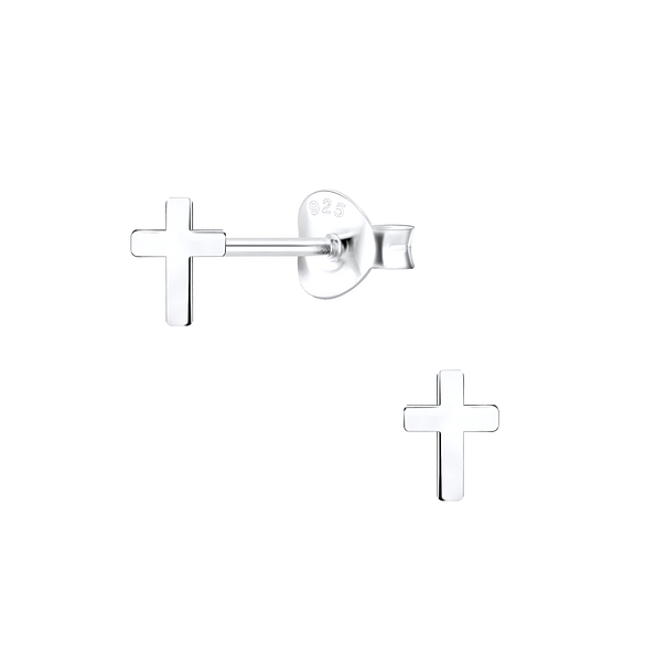 Wholesale Sterling Silver Cross Ear Studs - JD11211