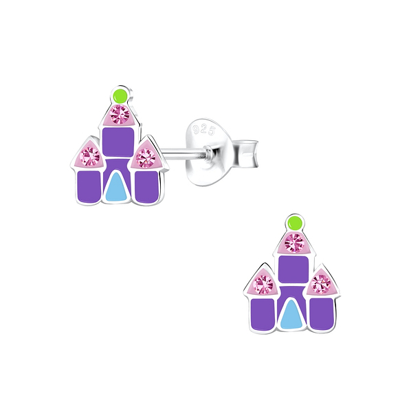 Wholesale Sterling Silver Castle Ear Studs - JD10597