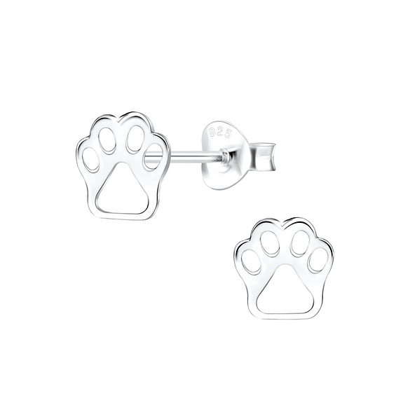 Wholesale Sterling Silver Paw Print Ear Studs - JD9499