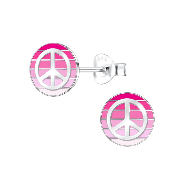 Wholesale Sterling Silver Peace Sign Ear Studs - JD10872