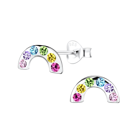 Wholesale Sterling Silver Rainbow Ear Studs - JD11667