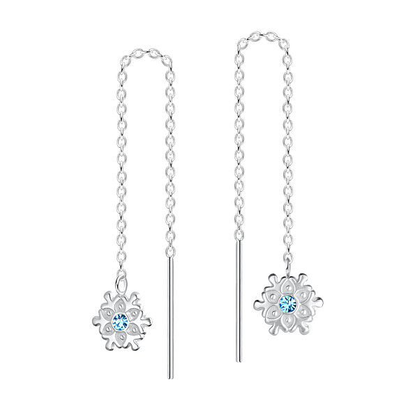 Wholesale Sterling Silver Thread Through Snowflake Earrings - JD11128