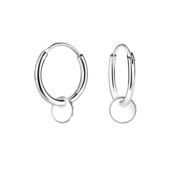 Wholesale Sterling Silver Round Ear Hoops - JD11342
