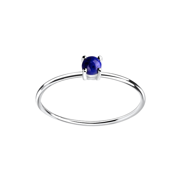 Wholesale 3mm Lapis Lazuli Sterling Silver Ring - JD11383