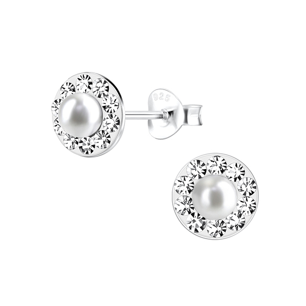 Wholesale Sterling Silver Round Ear Studs - JD13361 Wholesale Sterling Silver Round Ear Studs - JD13361