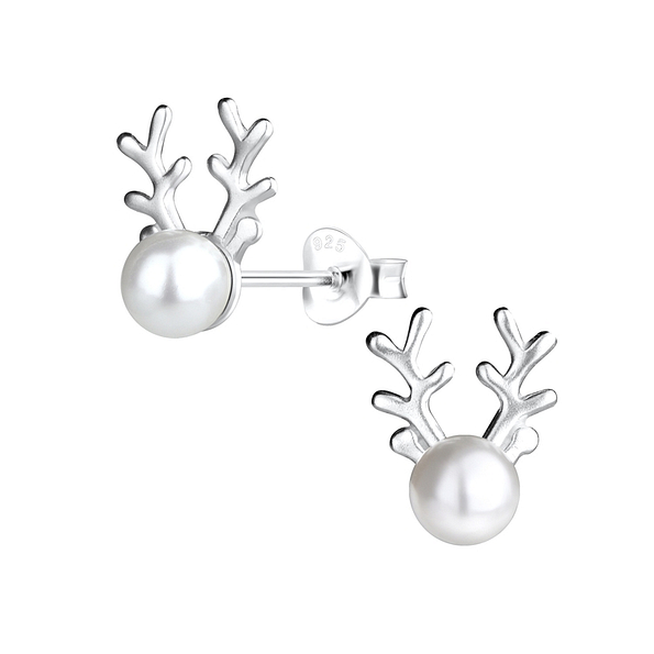 Wholesale Sterling Silver Reindeer Ear Studs - JD13366