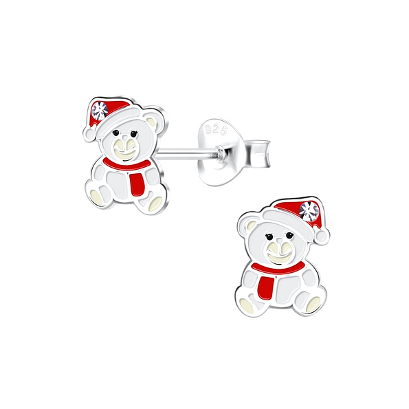 Wholesale Sterling Silver Christmas Bear Ear Studs - JD13365