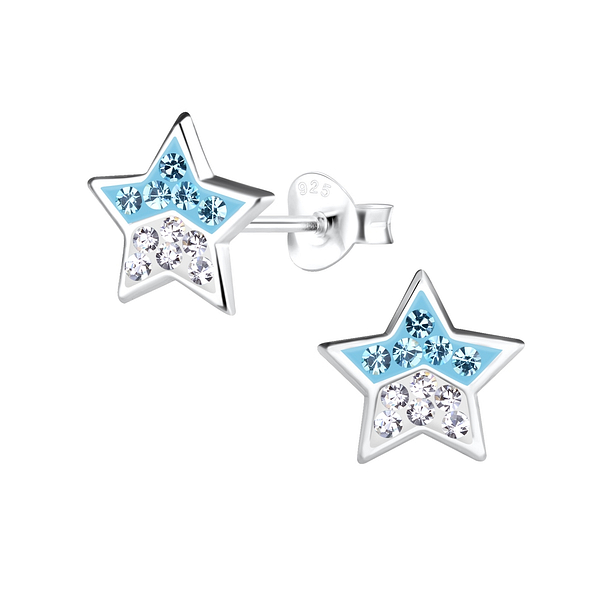 Wholesale Sterling Silver Star Crystal Ear Studs - JD13041
