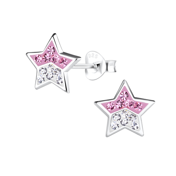 Wholesale Sterling Silver Star Crystal Ear Studs - JD13043